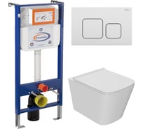 Комплект Bauedge BAU 6 в 1: инсталляция BAU Aquanika, унитаз безободковый Bau Stil PRO, сиденье микролифт, кнопка смыва BAU Soul, белая 10.702.450.00.00-Q00014-NS0001-PRO