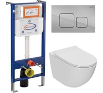 Комплект Bauedge BAU 6 в 1: инсталляция BAU Aquanika, унитаз безободковый Bau Dream PRO-2, сиденье микролифт, кнопка смыва BAU Soul, хром 10.702.450.00.00-Q00016-NL0002-PRO