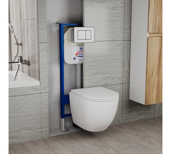 Комплект Bauedge BAU 6 в 1: инсталляция BAU Aquanika, унитаз безободковый торнадо обратного потока Bau Dream Hurricane-2, сиденье микролифт, клавиша BAU Stil Gun Grey, антивандальная, темно-серый металлик 10.702.450.00.00-Q00017-BL0001-HQ2