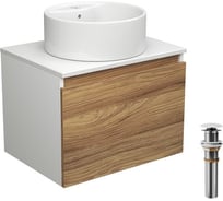 Тумба с раковиной и выпуском Bauedge (тумба подвесная Bau Dream 60 + раковина BAU Element D40, с отверстием под смеситель, белая, выпуск клик-клак, белый) BD1854