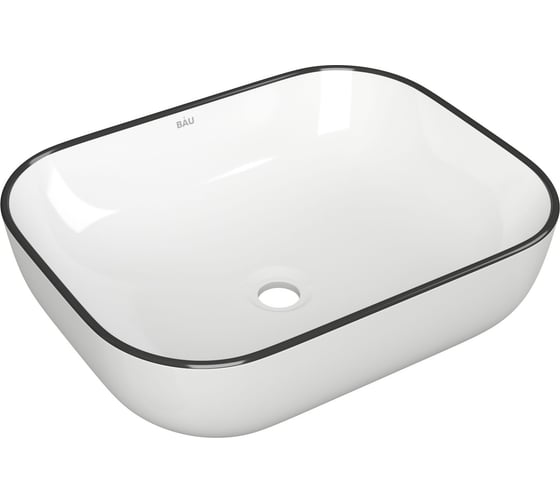 Тумба с раковиной и выпуском Bauedge (тумба подвесная Bau Dream 80 + раковина BAU Stil Black Rand 50x40, белая, выпуск клик-клак, хром) BD1764