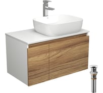 Комплект для ванной Bauedge 4 предмета (тумба Bau Dream 80 + раковина BAU Stil 50x40, белая + смеситель Hotel Still, выпуск клик-клак, белый) BD1737