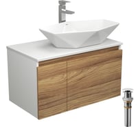 Комплект для ванной Bauedge 4 предмета (тумба Bau Dream 80 + раковина на столешницу BAU 64x40, белая + смеситель Hotel Still, выпуск клик-клак, белый) BD1847
