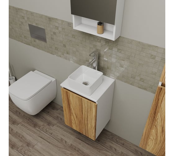 Комплект для ванной, 4 предмета (Тумба Bau Dream Blackwood 40, раковина BAU Mini 24x24, смеситель для раковины Diadonna Dream, латунь, выпуск клик клак, хром) Bauedge BD1148