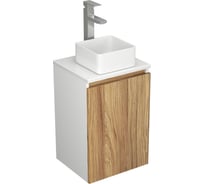 Комплект для ванной Bauedge 4 предмета (Тумба Bau Dream Blackwood 40, раковина BAU Mini 24x24, смеситель для раковины высокий Hotel Still, нержавеющая сталь, выпуск клик клак, хром) BD1520