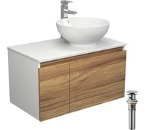 Комплект для ванной Bauedge 4 предмета (тумба Bau Dream 80 + раковина чаша BAU D41, белая + смеситель Hotel Still, выпуск клик-клак, хром) BD1746
