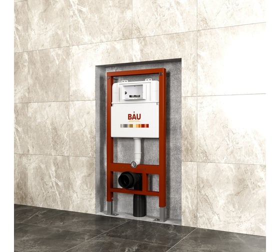 Комплект Bauedge BAU 6 в 1: инсталляция BAU PRO, унитаз подвесной безободковый Bau Dream 49,5x36, сиденье дюропласт микролифт, клавиша BAU Stil, хром Q111300-BL0001-Q00002