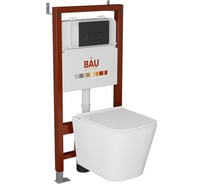 Комплект Bauedge BAU 6 в 1: инсталляция BAU PRO, унитаз подвесной безободковый Bau Stil PRO, сиденье быстросъемное микролифт, клавиша BAU Hotel, черный матовый Q111300-NS0001-PRO-Q00008