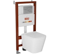 Комплект Bauedge BAU 6 в 1: инсталляция BAU PRO, унитаз подвесной безободковый Bau Stil PRO, сиденье быстросъемное микролифт, клавиша BAU Soul, хром Q111300-NS0001-PRO-Q00016