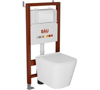 Комплект Bauedge BAU 6 в 1: инсталляция BAU PRO, унитаз подвесной безободковый Bau Stil PRO, сиденье быстросъемное микролифт, клавиша BAU Stil, белый глянец Q111300-NS0001-PRO-Q00001