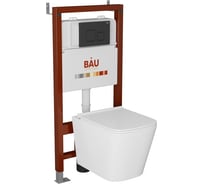 Комплект Bauedge BAU 6 в 1: инсталляция BAU PRO, унитаз подвесной безободковый Bau Stil PRO, сиденье быстросъемное микролифт, клавиша BAU Soul, черный матовый Q111300-NS0001-PRO-Q00015