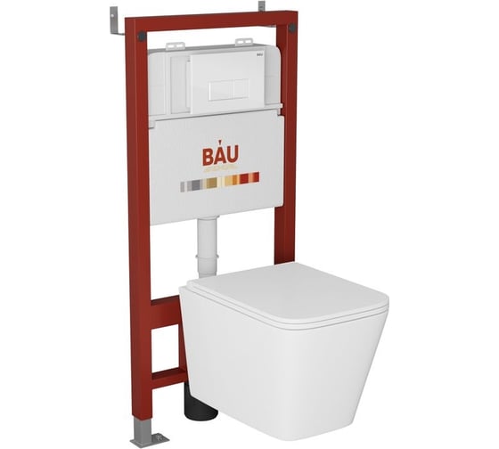 Комплект Bauedge BAU 6 в 1: инсталляция BAU PRO, унитаз подвесной безободковый Bau Stil Hurricane3, сиденье дюропласт микролифт, клавиша BAU Hotel, белый глянец Q111300-BS0001-HQ3-Q00006 1