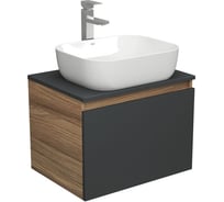 Комплект для ванной Bauedge 3 предмета (тумба Bau Dream 60, графит + раковина накладная BAU Stil Pro 50x40, смеситель высокий Hotel Still) BD2450