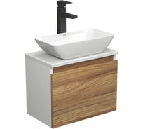 Комплект для ванной Bauedge 3 предмета (тумба Bau Dream Blackwood 50 + раковина чаша BAU Spectrum mini 47x24, белая, смеситель высокий Hotel Black) BD1601