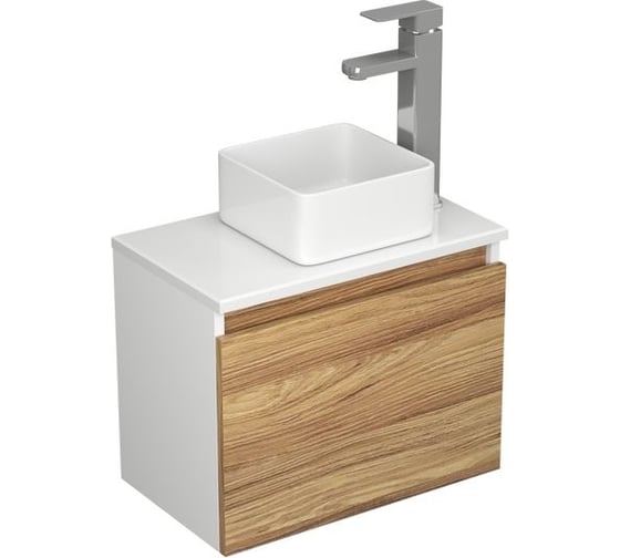Комплект для ванной Bauedge 3 предмета (тумба Bau Dream Blackwood 50, раковина BAU Mini 24x24, смеситель для раковины Potato Hotel, хром) BD1255 1