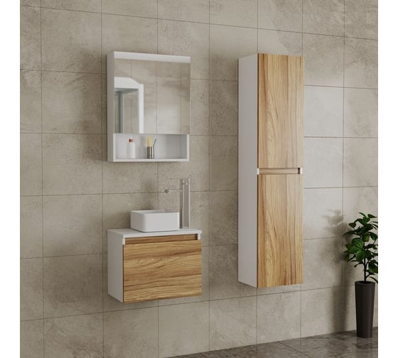 Комплект для ванной Bauedge 3 предмета (тумба Bau Dream Blackwood 50, раковина BAU Mini 24x24, смеситель для раковины Potato Hotel, хром) BD1255