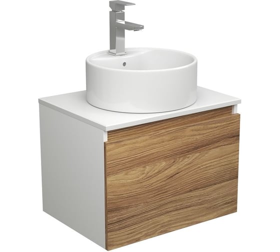 Комплект для ванной Bauedge 3 предмета (тумба Bau Dream Blackwood 60 + раковина BAU Element D40, с отверстием под смеситель, белая, смеситель Hotel Still) BD1850