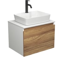 Комплект для ванной Bauedge 3 предмета (тумба Bau Dream Blackwood 60 + раковина BAU Cerama 48x37, с отверстием под смеситель, белая, смеситель Dream Black) BD1867