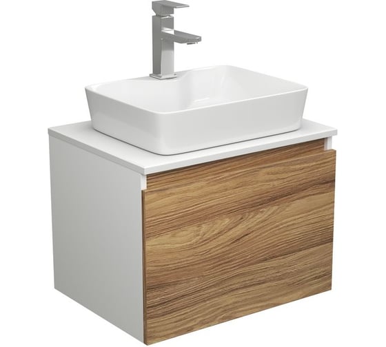 Комплект для ванной Bauedge 3 предмета (тумба Bau Dream Blackwood 60 + раковина BAU Cerama 48x37, с отверстием под смеситель, белая, смеситель Hotel Still) BD1864 1