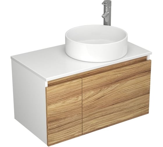 Комплект для ванной Bauedge 3 предмета (тумба Bau Dream Blackwood 80, раковина BAU Dream круглая D41, смеситель для раковины Diadonna Dream, латунь, хром) BD0512