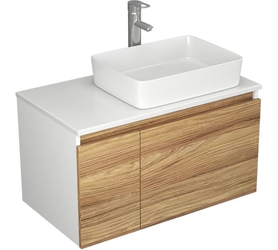 Комплект для ванной Bauedge 3 предмета (тумба Bau Dream Blackwood 80, раковина BAU Hotel 48x37, смеситель для раковины Diadonna Dream, латунь, хром) BD0485 1