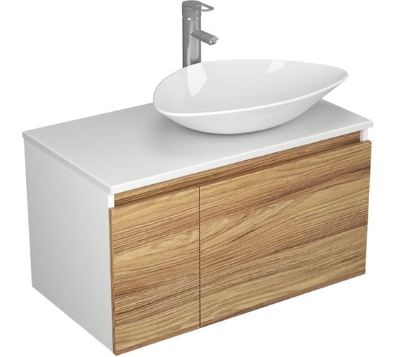 Комплект для ванной Bauedge 3 предмета (тумба Bau Dream Blackwood 80, раковина BAU Triangle 59x39, смеситель для раковины Diadonna Dream, латунь, хром) BD0494 1
