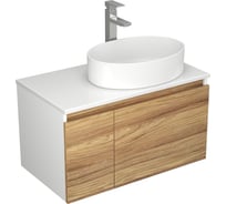 Комплект для ванной Bauedge 3 предмета (тумба Bau Dream Blackwood 80, раковина BAU Nimb 50x36, смеситель для раковины высокий Hotel Still, нержавеющая сталь) BD1579