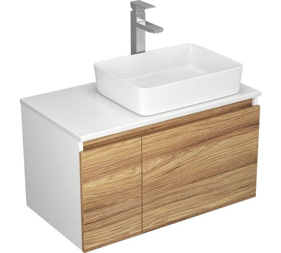 Комплект для ванной Bauedge 3 предмета (тумба Bau Dream Blackwood 80, раковина BAU Hotel 48x37, смеситель для раковины высокий Hotel Still, нержавеющая сталь) BD1567 1