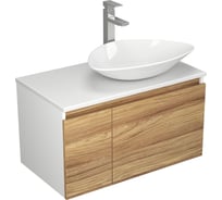 Комплект для ванной Bauedge 3 предмета (тумба Bau Dream Blackwood 80, раковина BAU Triangle 59x39, смеситель для раковины высокий Hotel Still, нержавеющая сталь) BD1573