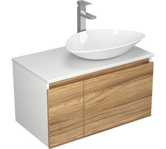Комплект для ванной Bauedge 3 предмета (тумба Bau Dream Blackwood 80, раковина BAU Triangle 59x39, смеситель для раковины высокий Hotel Still, нержавеющая сталь) BD1573 1
