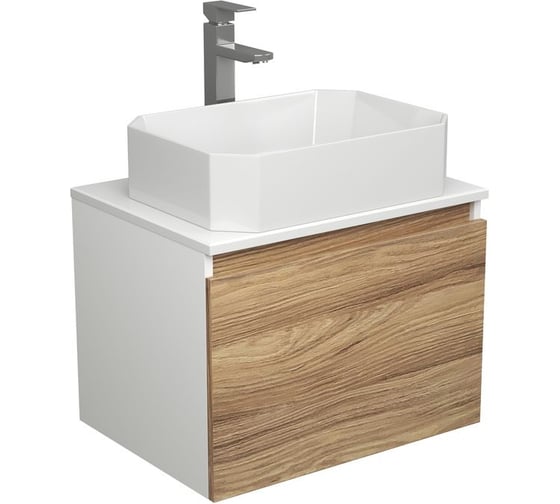 Комплект для ванной Bauedge 3 предмета (тумба подвесная Bau Blackwood 60 + раковина BAU Hotel 51x37, смеситель высокий Hotel Still, нерж. сталь) BD2478 1