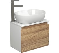 Комплект для ванной Bauedge 3 предмета (тумба подвесная Bau Blackwood 50 + раковина BAU 48x34, смеситель высокий Hotel Still, нерж. сталь) BD2468