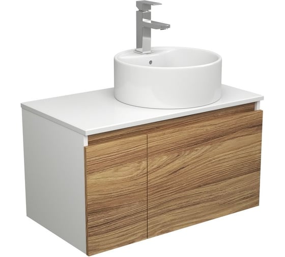 Комплект для ванной Bauedge 3 предмета (тумба Bau Dream Blackwood 80 + раковина BAU Element D40, с отверстием под смеситель, белая, смеситель Hotel Still) BD1878 1