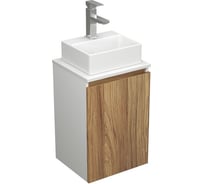 Комплект для ванной Bauedge 3 предмета (тумба под раковину Bau Blackwood 40 + раковина BAU 33x28, смеситель Hotel Still, нержавеющая сталь) BD2388