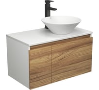 Комплект для ванной Bauedge 3 предмета (тумба Bau Dream Blackwood 80 + раковина BAU Dream D43, белая, смеситель высокий Hotel Black) BD1781