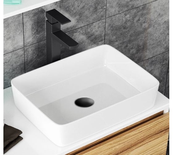 Комплект для ванной Bauedge 3 предмета (тумба Bau Dream Blackwood 60, раковина BAU Hotel 48x37, смеситель для раковины высокий Hotel Black, черный) BD1542