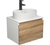 Комплект для ванной Bauedge 3 предмета (тумба подвесная Bau Blackwood 60 + раковина BAU 51x41, с отв. под см-ль, смеситель Hotel Black, черный) BD2514