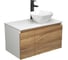 Комплект для ванной Bauedge 3 предмета (тумба Bau Dream Blackwood 80 + раковина на столешницу BAU Crystal 40x40, белая, смеситель высокий Hotel Black) BD1821 1