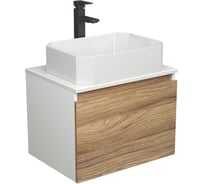 Комплект для ванной Bauedge 3 предмета (тумба подвесная Bau Blackwood 60 + раковина BAU Hotel 51x37, смеситель высокий Hotel Black, черный) BD2479