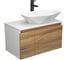Комплект для ванной Bauedge 3 предмета (тумба Bau Dream Blackwood 80 + раковина на столешницу BAU Crystal 64x40, белая, смеситель высокий Hotel Black) BD1841 1