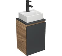 Комплект для ванной Bauedge 3 предмета (тумба под раковину Bau Blackwood 40, графит + раковина BAU 33x28, смеситель Hotel Black, черный) BD2359