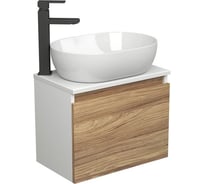 Комплект для ванной Bauedge 3 предмета (тумба подвесная Bau Blackwood 50 + раковина BAU 48x34, смеситель высокий Hotel Black, черный) BD2469