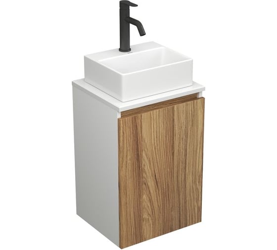 Комплект для ванной Bauedge 3 предмета (тумба под раковину Bau Blackwood 40 + раковина BAU 33x28, смеситель Dream Black, черный) BD2391 1