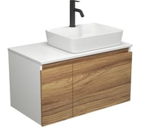 Комплект для ванной Bauedge 3 предмета (тумба Bau Dream Blackwood 80 + раковина BAU Cerama 48x37, с отверстием под смеситель, белая, смеситель Dream Black) BD1895