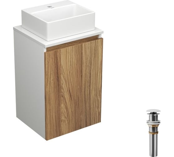 Комплект для ванной Bauedge 3 предмета (тумба под раковину Bau Blackwood 40 + раковина BAU 33x28, выпуск) BD2393