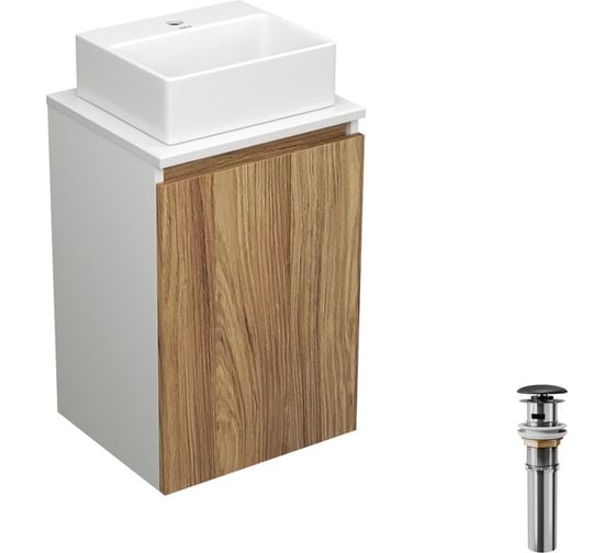 Комплект для ванной Bauedge 3 предмета (тумба под раковину Bau Blackwood 40 + раковина BAU 33x28, выпуск) BD2394 1
