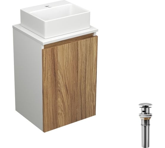 Комплект для ванной Bauedge 3 предмета (тумба под раковину Bau Blackwood 40 + раковина BAU 33x28, выпуск) BD2395