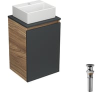 Комплект для ванной Bauedge 3 предмета (тумба под раковину Bau Blackwood 40, графит + раковина BAU 33x28, выпуск) BD2364
