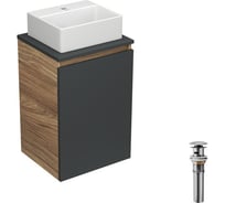 Комплект для ванной Bauedge 3 предмета (тумба под раковину Bau Blackwood 40, графит + раковина BAU 33x28, выпуск) BD2365