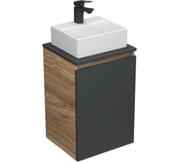 Комплект для ванной Bauedge 3 предмета (тумба под раковину Bau Blackwood 40, графит + раковина BAU 33x28, смеситель Cerama Black, черный) BD2362